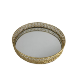 Round Gold Metal Mirror Tray SGN2687