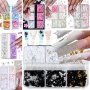 Umillars 3D Floral Nail Art Accessories Set Mixed Color Rhinestones & Metal Acrylic Pearls MINI Steel Beads For Diy Manicure Decor Unscented Spring Flower