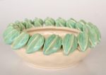Ceramic Pale Cream & Aqua Bowl With Carambola Fruit – 12X31CM
