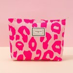 Leopard Pattern Cosmetic Bag For Women Pink Sweet Make Up Bag White Roomy Simple Daily Makeup Brushes Storage Bag Travel Toiletr
