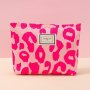 Leopard Pattern Cosmetic Bag For Women Pink Sweet Make Up Bag White Roomy Simple Daily Makeup Brushes Storage Bag Travel Toiletry Bag Organizer Waterproof