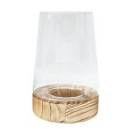 Tapered Cylinder W wdn Base 22X14.5 Cm