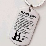Gift For Son Engraved Keychain Message From Mum Stainless Steel Keyrings Jewellery Gift Accessories Stainless Steel