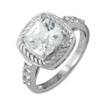 Sterling Silver Princess Cubic Zirconia Engagement Ring