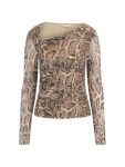 Guess Womens Eco Long Sleeve Bernardette Top Phyton Natural Skin Print Small