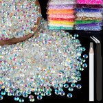 4000PCS 4MM Resin Rhinestones Transparent Ab Flatback Round Rhinestones Bedazzling Non Hotfix Crystal Gems Large Quantity For Di