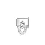 Composable Classic Link Pendant Horseshoe White Stones