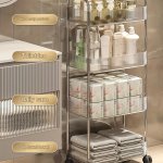 Luxury 3 4 Tier Clear Plastic Personal Care Organizer Cart With Rolling Casters Multipurpose Storage For Toiletries Bath Towels