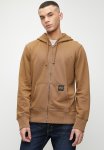 Contrast Stitch Relaxed Zip Hoodie - Washed Classic Brown Camel