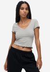 V-neck Cropped Top - Light Grey