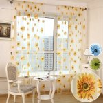 1PC Sunflower Printed Sheer Curtain Transparent And Breathable Curtain For Balcony Living Room Office Home Decor
