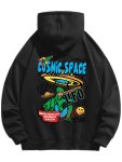Ufo $ Alien Pattern Print Men's Fashion Hoodies With Kangaroo Pocket & Drawstring Stylish Versatile Long Sleeve Hooded Sweatshir