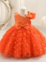 Toddler Girls Cute Princess Dress With Bow Belt Butterfly Design Mesh Dress Flutter Mesh Sleeve Tutu Dress For Party Birthday