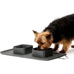 2 In 1 Portable Collapsible Double Pet Bowls Feeding Mat Set