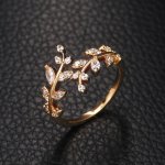 Olive Branch Ring Silver Plated Personality Women's Zirconia Ring Jewelry