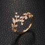 Olive Branch Ring Silver Plated Personality Women's Zirconia Ring Jewelry