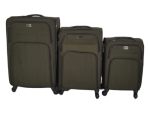 Smte-trolley 3 Piece Travel Luggage Spinner -fabric Khaki With Keychain