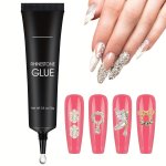 Nail Rhinestone Glue Gel 15ML Super Strong Adhesive Nail Gel For Nail Glitters Nail Gems Jewels Crystals Glue For Nail Decoratio