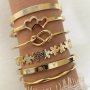 6pcs/Set Luxury Style Heart Flower Love Knotted Middle East Style Bracelet Bangle Golden Color