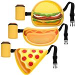 Hillban 3 Pcs Fanny Packs With Drink Holder Adjustable Belt Taco Waist Pack Storage Zipper Pocket For Adult Walking Travel Pizza