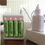 Fast-charging USB Battery Charger With 4 Slots - For Smart Compatible For Aa/aaa & Lithium Batteries - Ideal For Photography & V