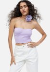 Rib-knit Bandeau Top - Light Purple
