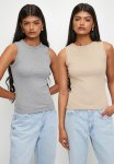 Superbalist 2 Pack Rib Vest - Stone & Light Grey