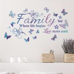 1 Set Art Wall Sticker Family Butterfly English Slogan Pvc Self-adhesive Wall Stickers Bathroom Living Room Porch Home Decorativ