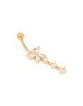Goldair Gold Plated Titanium Cubic Zirconia Fine Bow Drop Belly Bar