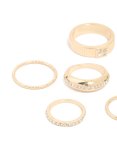 Goldair Gold Diamante Chic & Ribbed Rings 6-PACK - M l