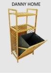 1 Tier Bamboo Storage Rack & Basket 40CM Wood Organizer Kitchen Rack