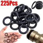 225-PIECE Rubber O-ring Assortment Set Oil-resistant Washer Seals Various Sizes Sleeve Washer Type For Watertight Seal In Plumbi