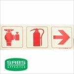 Parrot Photoluminescent 190MM Safety Sign - F12 - Fire Hydrant + Fire Extinguisher + Arrow Right