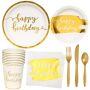 Gold Lettered Birthday Party Tableware - 16 Guests