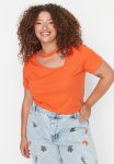 Plus Cut Out Detail Top - Orange