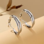 Double-layer Silvery Black Hoop Earrings Elegant Minimalist Style Stainless Steel Jewelry Daily Wear Accessories
