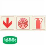 Parrot Photoluminescent 190MM Safety Sign F4 Arrow Down Fire Hose Reel Fire Extinguisher