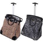 Beauty Make-up Bag Leopard Tote On Wheels Empty