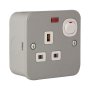 Eurolux - Switch Socket - Single - 13A - Steel - Grey - 3 Pack