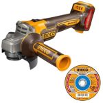 Ingco - Cordless Brushless Angle Grinder & 10X Abrasive Metal Cutting Discs