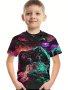 Stylish Colorful Gamepad 3D Pattern T-Shirt For Kids Short Sleeve Top Casual Tee Boy's Clothes For Summer