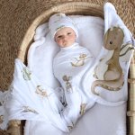 Wrap Set Swaddle Set Grey Vintage Sleeping Dino Dinosaur Set Dragon
