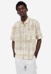 Relaxed Fit Short-sleeved Linen-blend Shirt - Beige Tie-dye