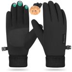 Ihuan Winter Gloves For Men Women - Cold Weather Gloves For Running Cycling Waterproof Snow Warm Gloves Touchscreen Finger Black