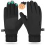 Ihuan Winter Gloves For Men Women - Cold Weather Gloves For Running Cycling Waterproof Snow Warm Gloves Touchscreen Finger Black Small