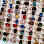 10PCS SET Mixed Color Glass Crystal Ladies' Ring Jewelry Color Style Size Random - Opp Bag Packaging Easter Gift