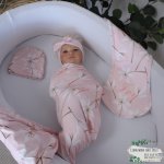 Wrap Set Swaddle Set Pink With White Lillies