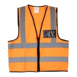 Pioneer Safety Reflective Vest Zip Id Pouch Orange