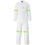 Safety Polycotton Boiler Suit - Reflective Arms & Legs - Yellow Tape SIZE-36 Colour-white