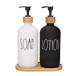 Soap Dispenser Bathroom Set Hand Soap And Lotion Dispenser Set With Tray For Bathroom Black And White Bathroom Decor Modern Farm